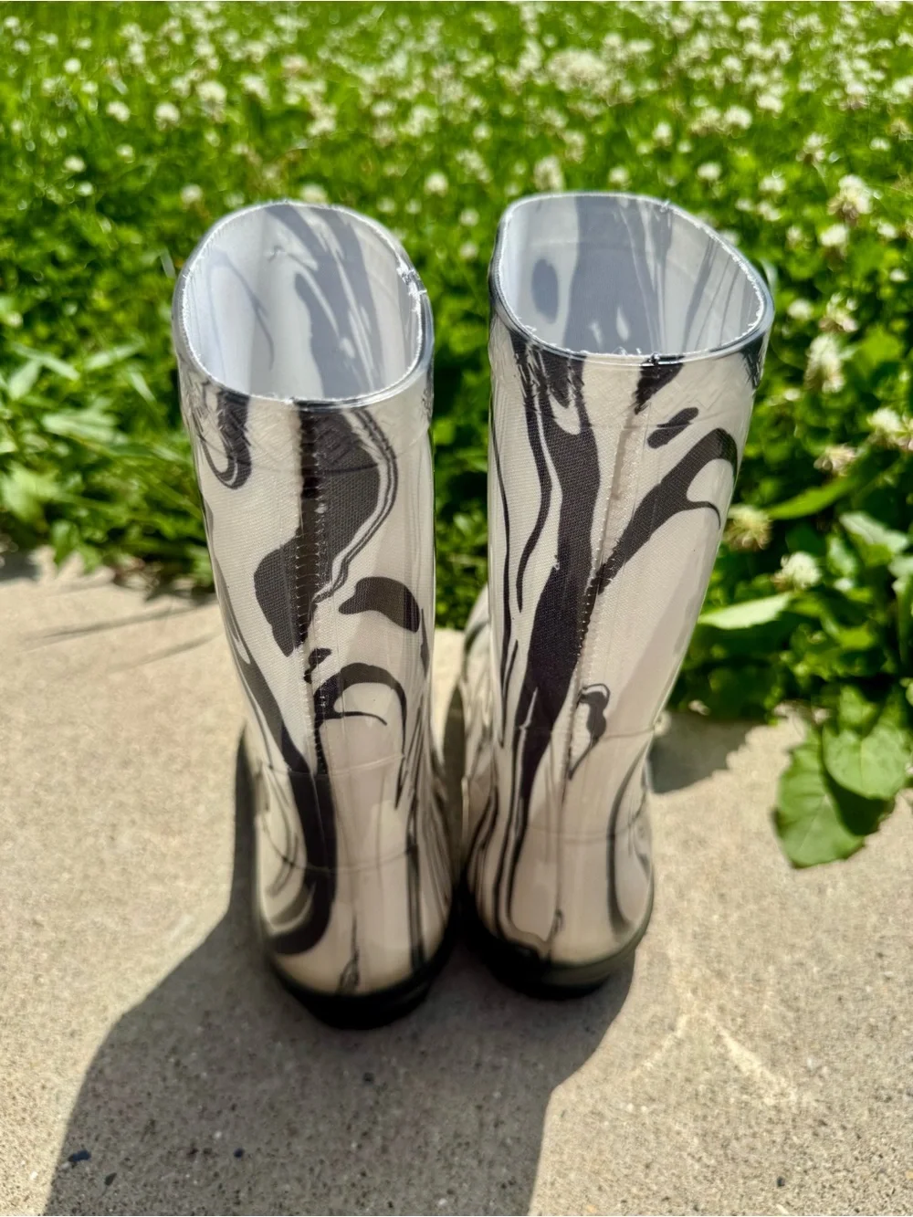 UGG Sienna Black & White Marble Rain Boots